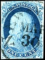 Benjamin Franklin 1¢, Type II, 1851