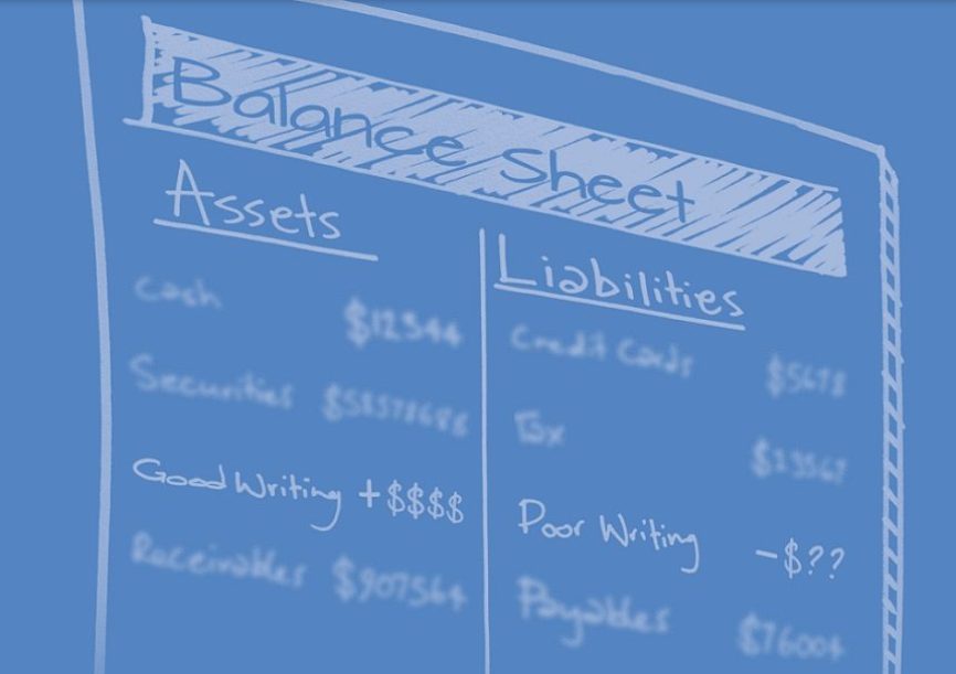 Image, Close-up of a balance sheet, showing assets and liabilities.