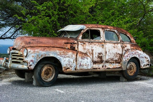Image, Rusty old car suffering from neglect.