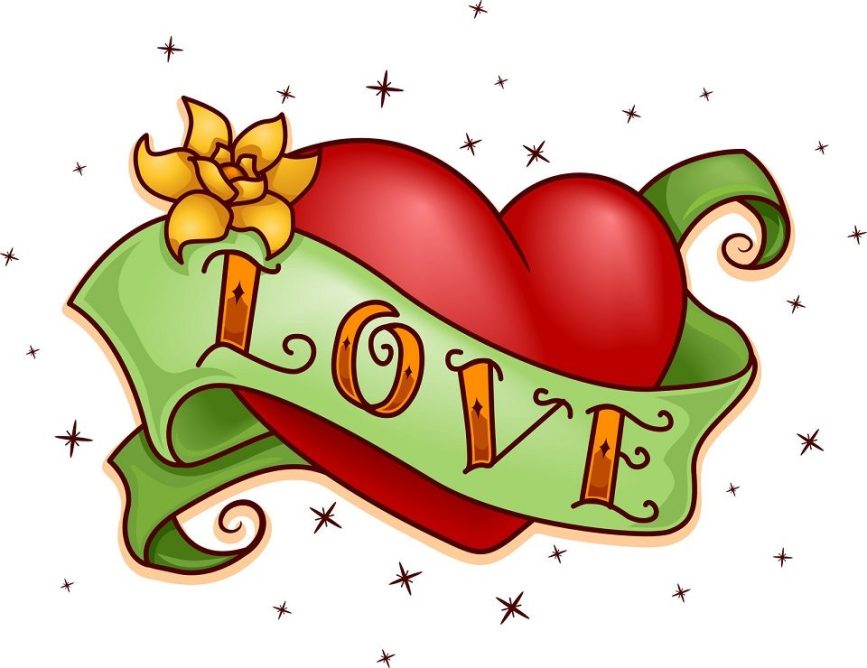 Image, Heart with banner saying 'Love'.