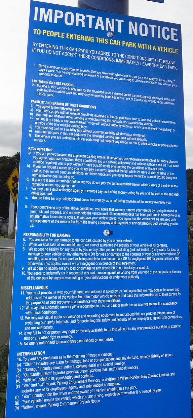 Image, Parking enforcement sign at Coastlands shopping mall, Paraparaumu.
