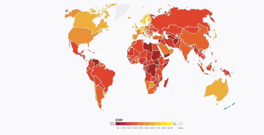 Image, CPI map of the world from Transparency International's website