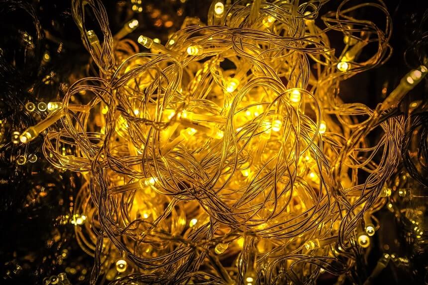 Image, a tangle of yellow fairy lights