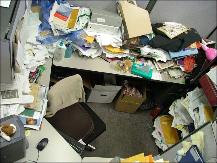 Image, Very messy desk space.