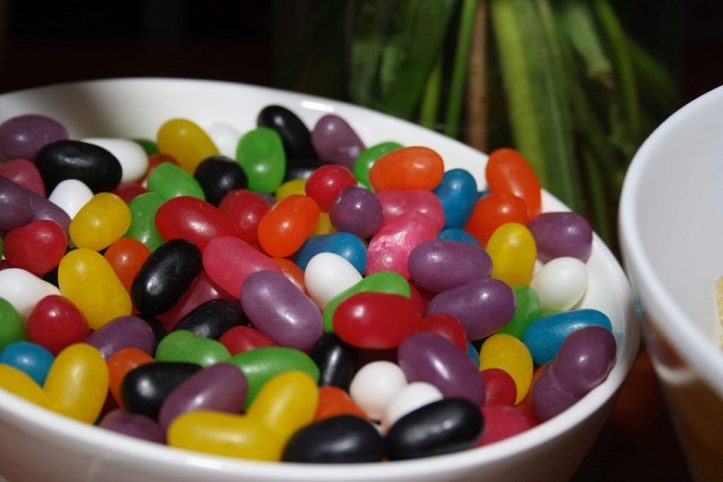 Image, Jelly beans in a bowl.