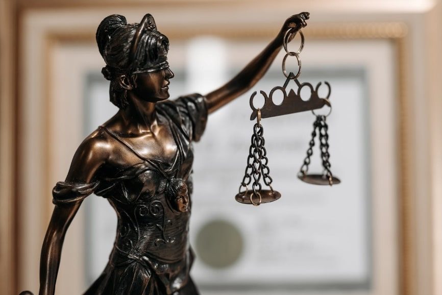 Themis Figurine (justice scales) at lawyers office.