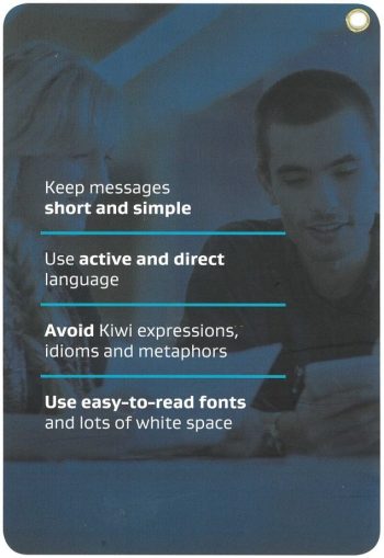 Image, Page from Keeping it Clear, writing guidance from Immigration New Zealand.