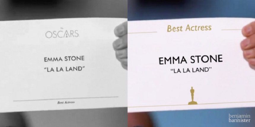 Image, 2017 Oscar nomination card with typography corrected