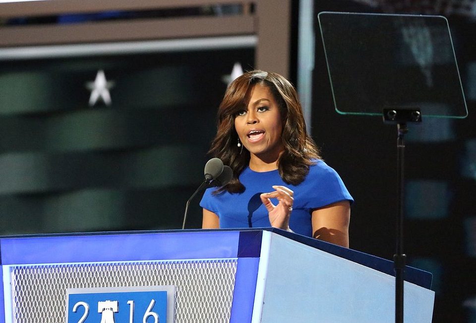 Image, Michelle Obama at the Democratic National Conference 2016.