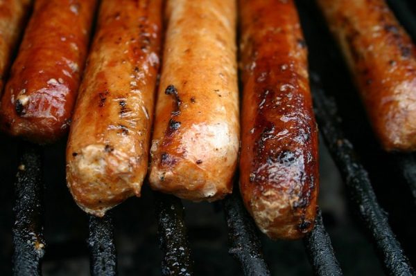 Image, sausages on a barbecue.