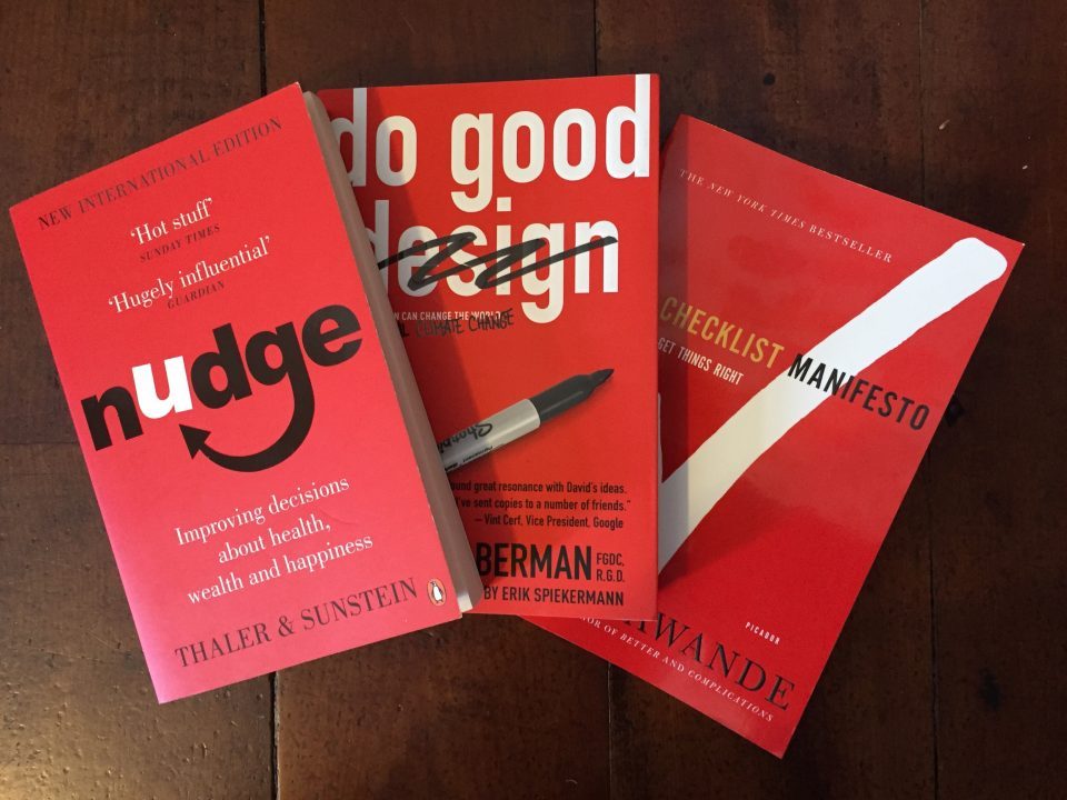 Image, The three little red books from our office bookshelf.