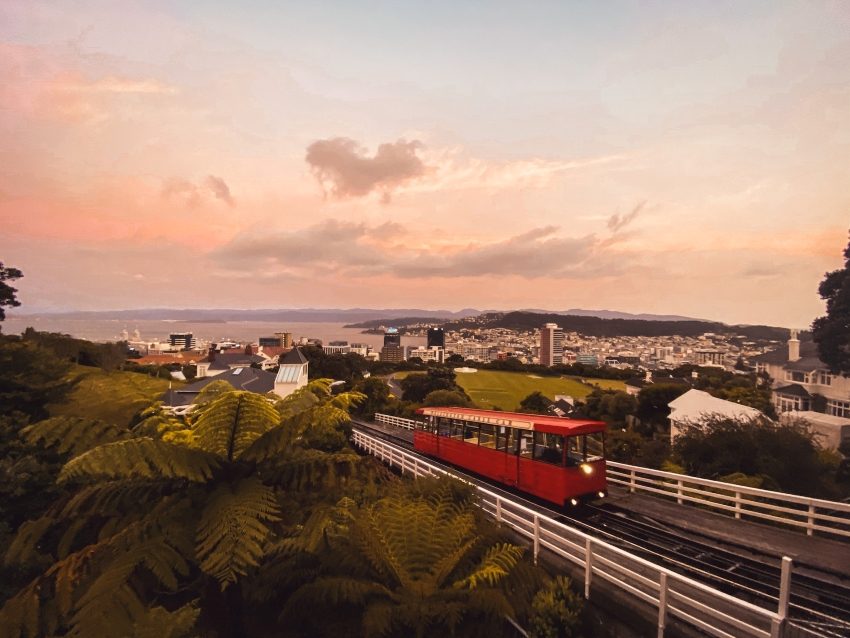 Photo of Wellington Cable car and cityscape. 