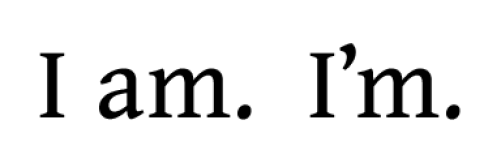 Image, words 'I am' and contraction 'I'm'.