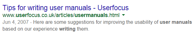 Image, Good web page title in search result. 