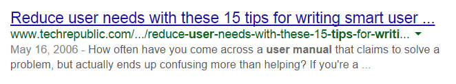 Image, Web page title cut off in search result. 
